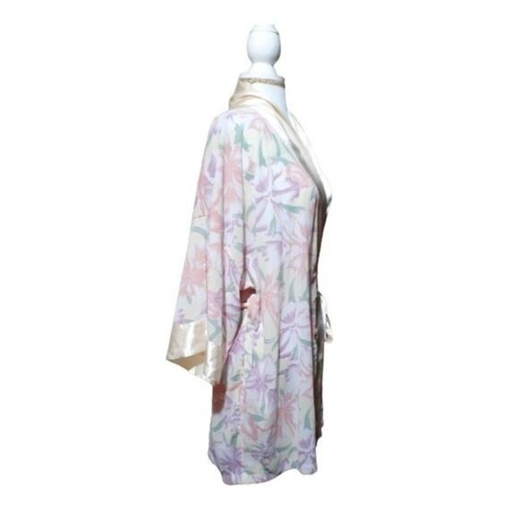 Victorias Secret VTG Gold Label Pink Floral Semi Sheer Sleepwear Robe Kimono O/S - Picture 5 of 7